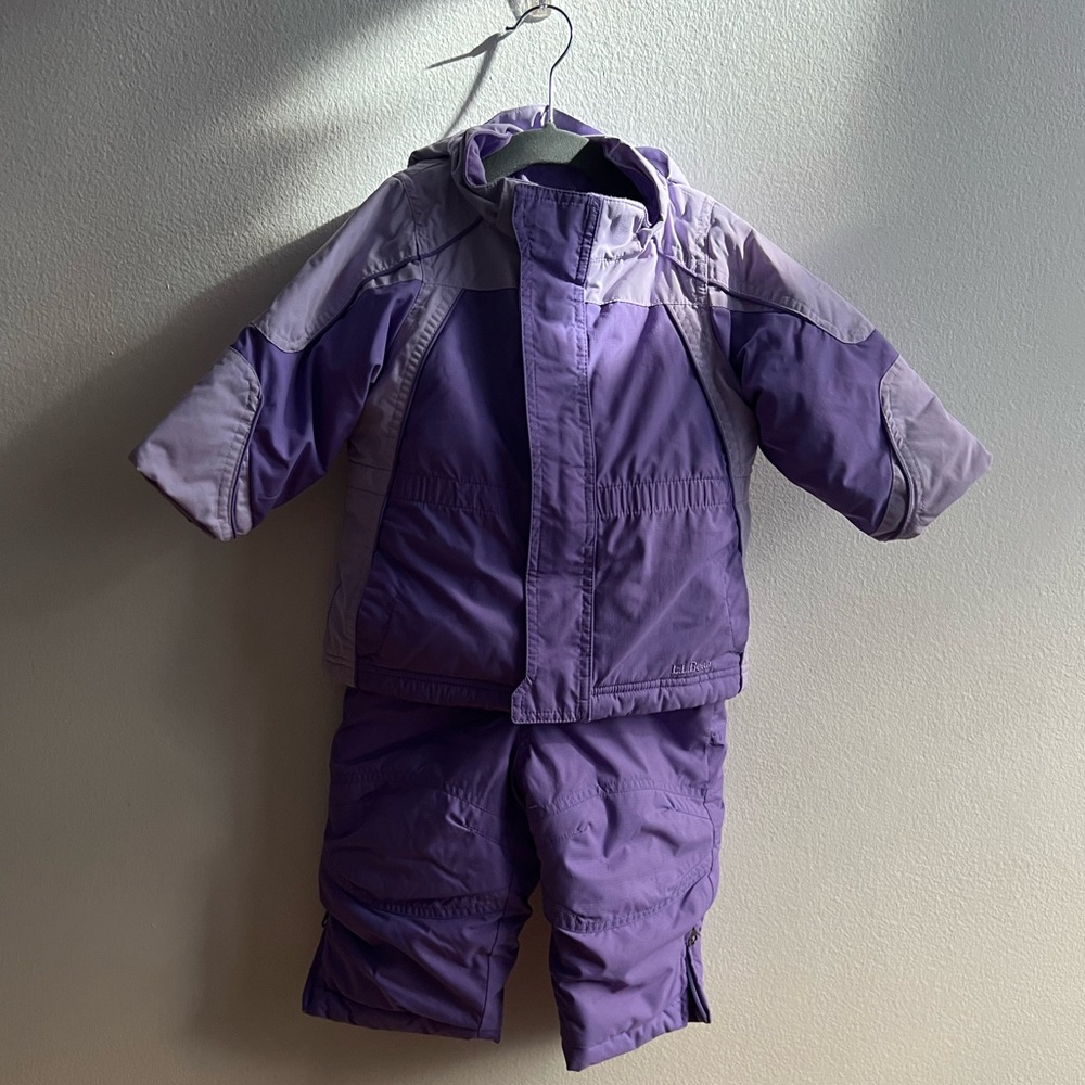 LL Bean snow suit set 12-18m (purple)